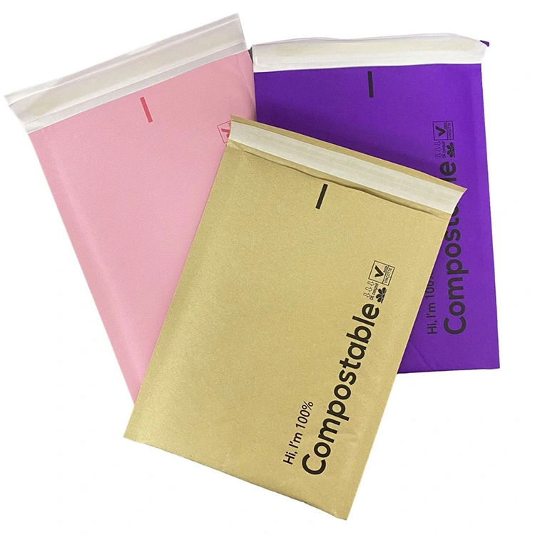 Kraft Paper Mailer γεμισμένο με 100% λιπασματοποιήσιμο bubble mailer